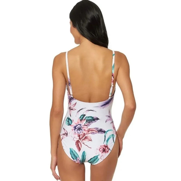 Jessica Simpson  Floral-Print Button One-Piece Swimsuit - Picture 2 of 8